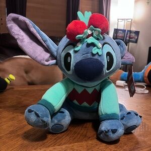 Disney Parks Classics Christmas Stitch Holiday Plush with Mistletoe New with Tag